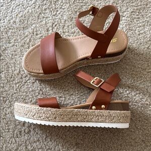 Soda Brown Faux Leather Chunky Sandals